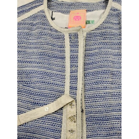 Vilagallo Tweed NWT Crop Embelished Luxury Artsey Preppy Twee Jacket 44/10 - Picture 9 of 16